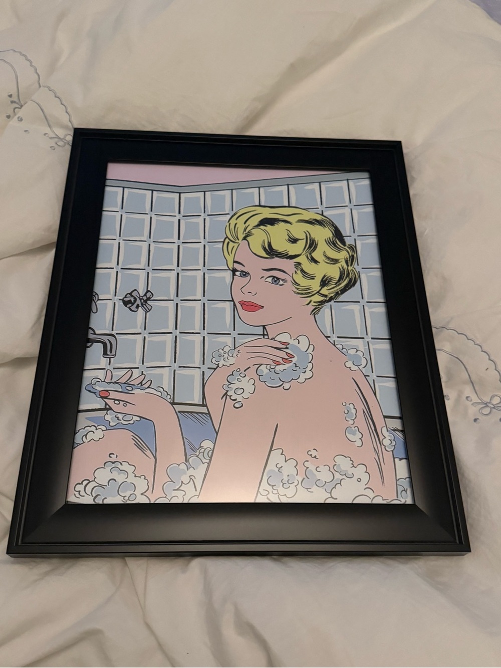 Pop Art Bathing Beauty Framed Print - Blonde, Pink, Blue